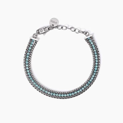 Bracciale con due catene e tennis azzurro Style 07 Kidult