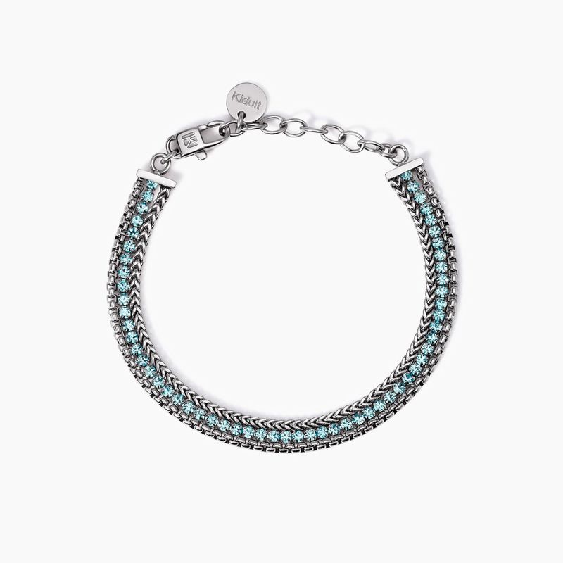 Bracciale con due catene e tennis azzurro Style 07 Kidult