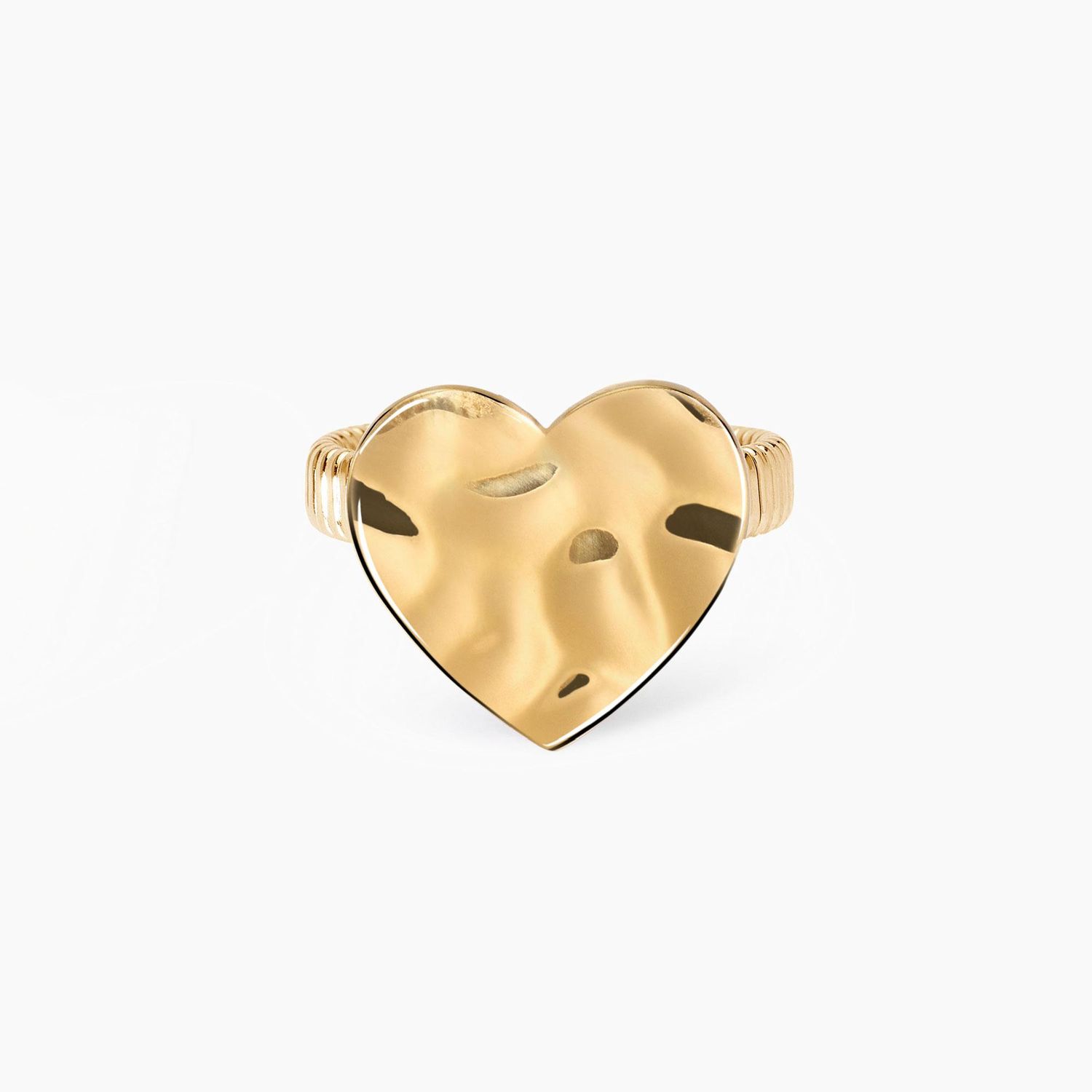 Anello dorato con cuore effetto martellato Style 03 Kidult