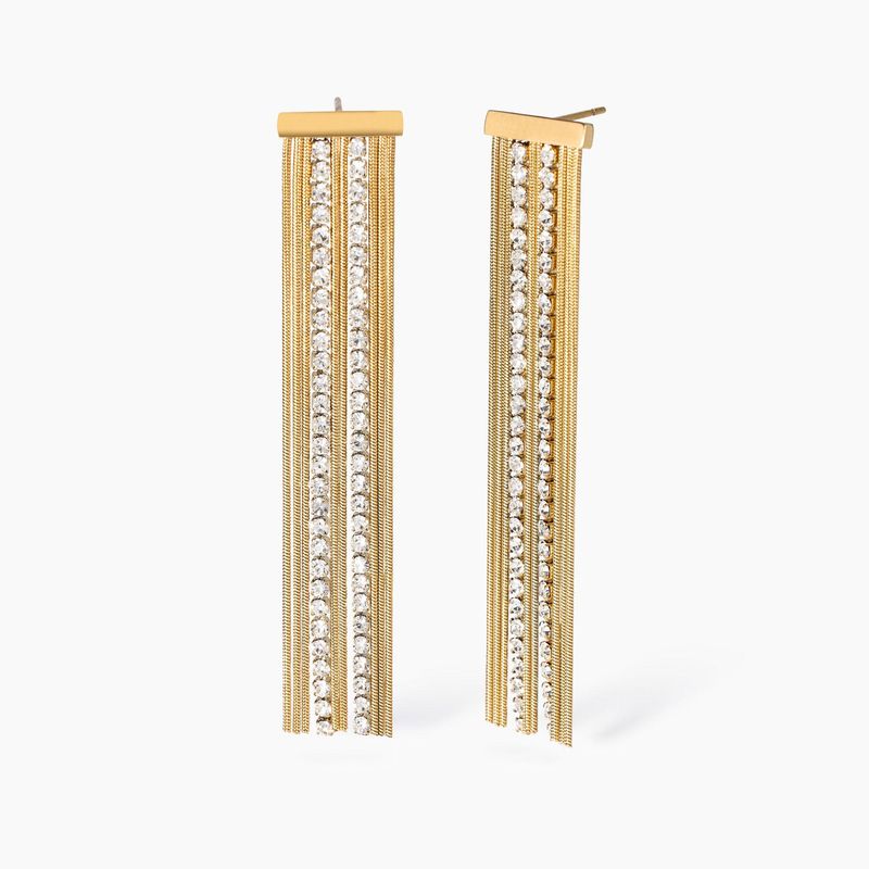 Orecchini dorati con catena e tennis Style 02 Kidult