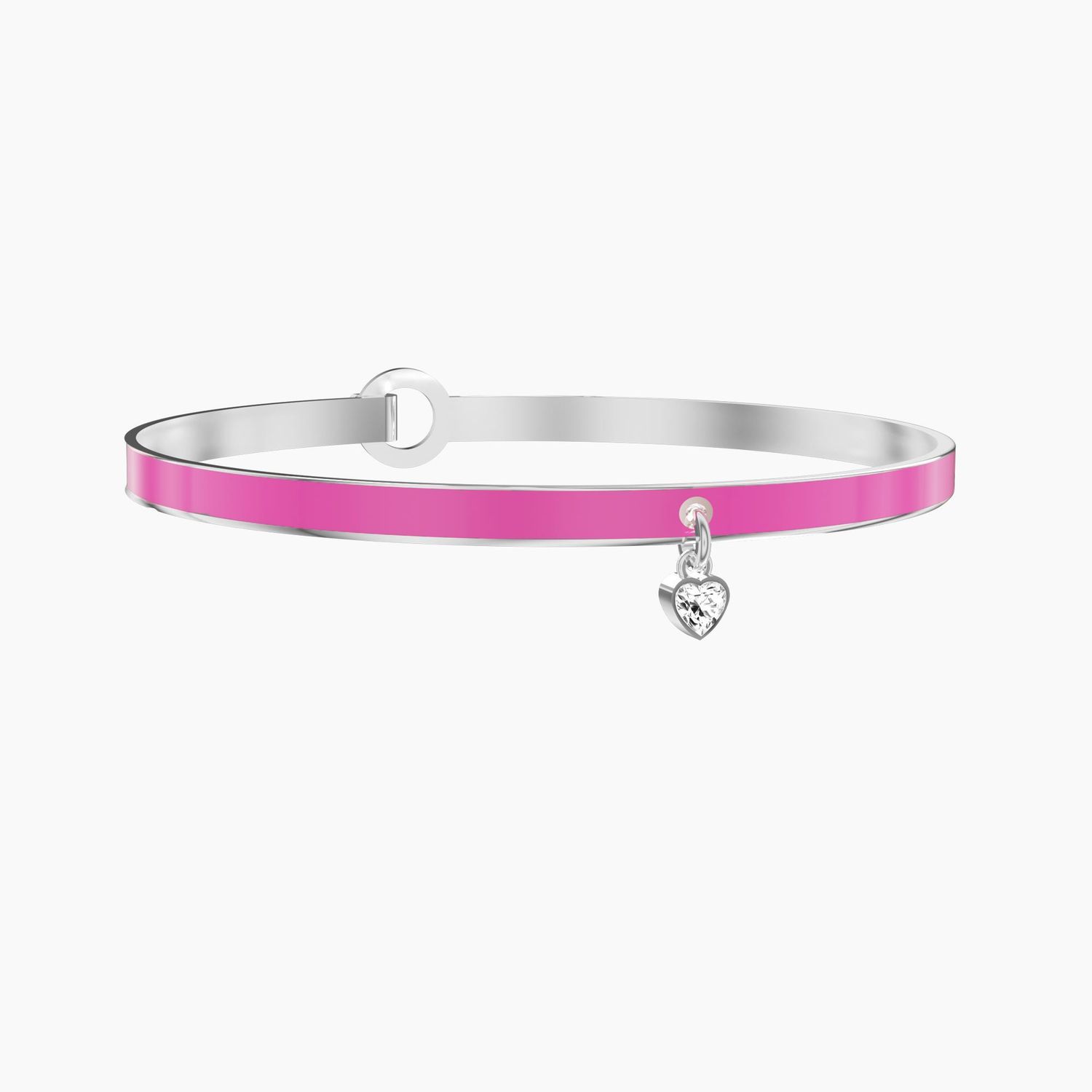 Bracciale rigido con smalto fucsia e zircone KIDULT