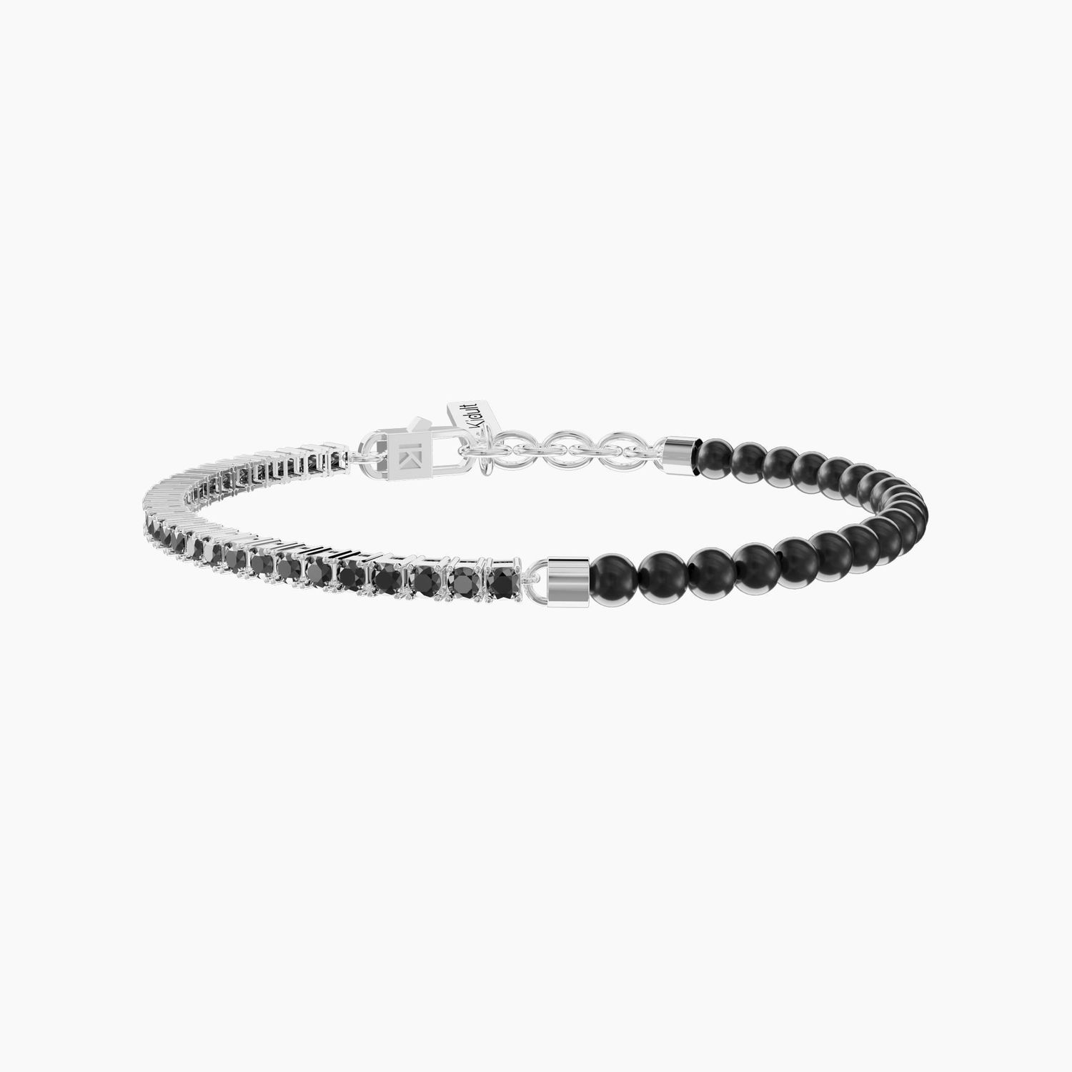 Bracciale uomo con tennis di zirconi e agata neri KIDULT
