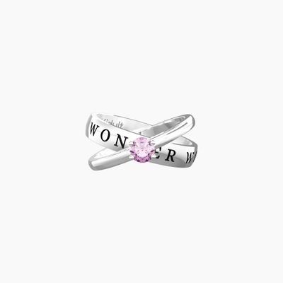 Anello con zircone rosa e scritta KIDULT mis 17