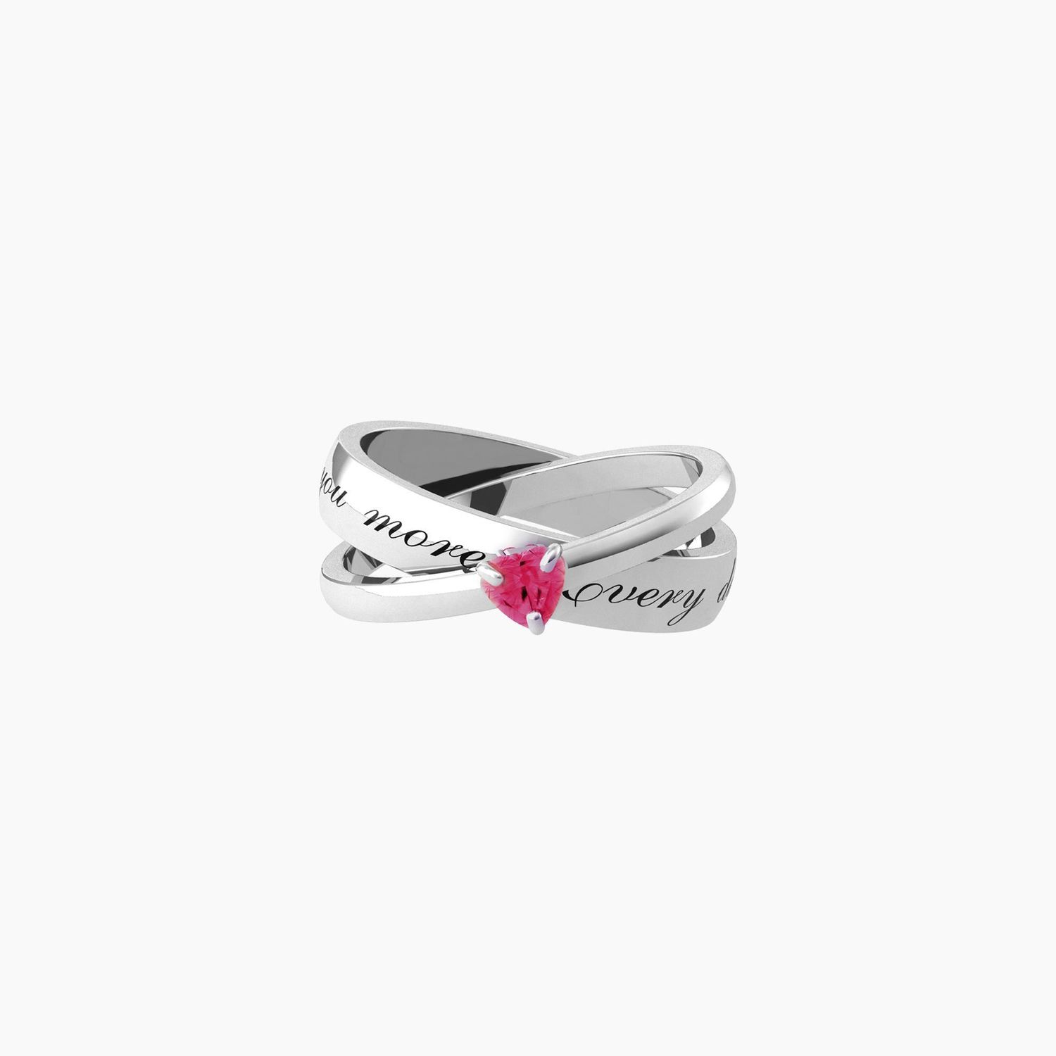 Anello intrecciato con rubino sintetico taglio cuore EVERY DAY mis 15