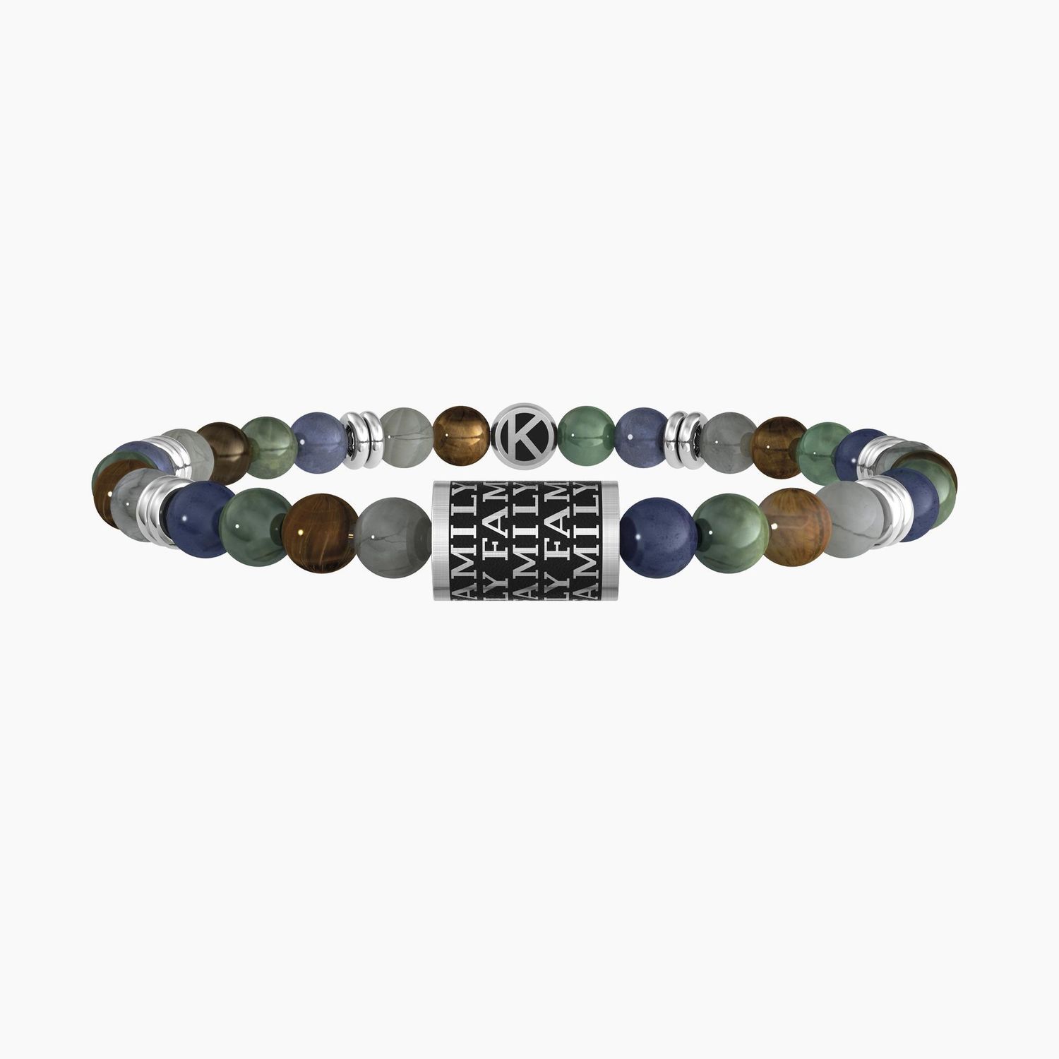 Bracciale elastico uomo con pietre multicolor e charm MY FAMILY - Kidult