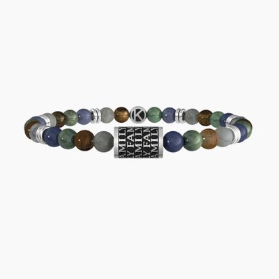 Bracciale elastico uomo con pietre multicolor e charm MY FAMILY - Kidult