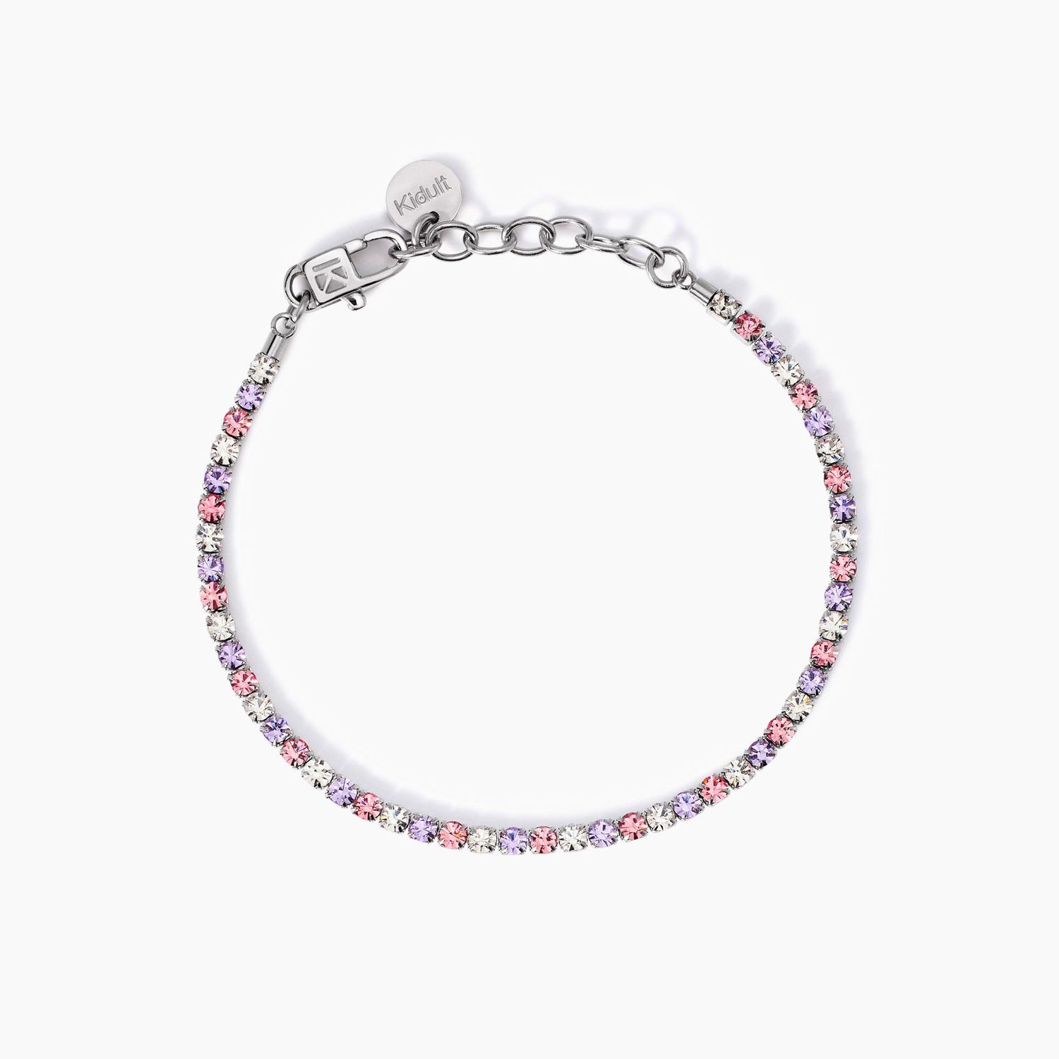 Bracciale tennis cristalli bianchi e rosa Kidult