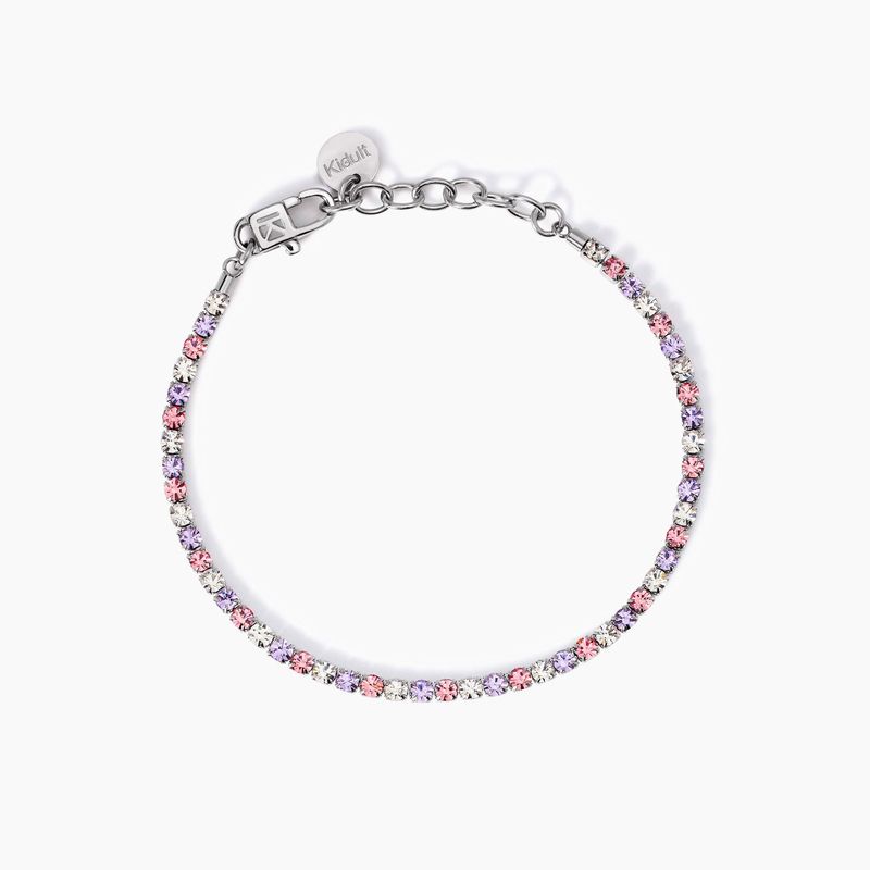 Bracciale tennis cristalli bianchi e rosa Kidult