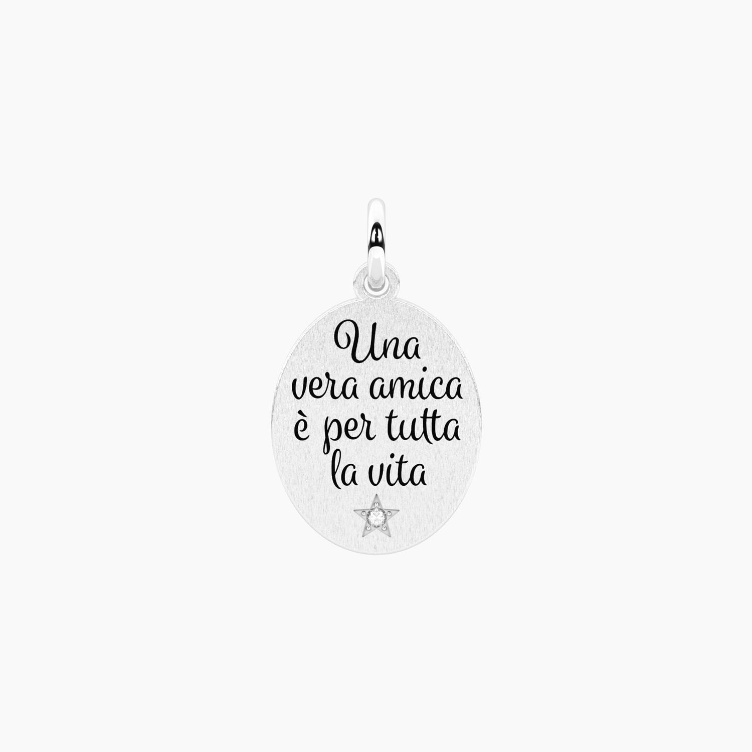 Ciondolo ovale con frase vera amica Kidult