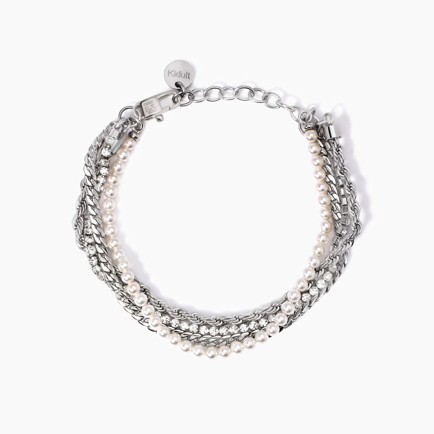 Bracciale con perle e tennis bianco Kidult