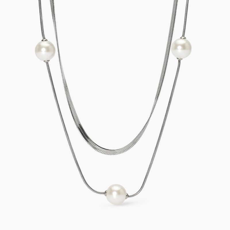 Collana doppia catena con perle conchiglia Kidult
