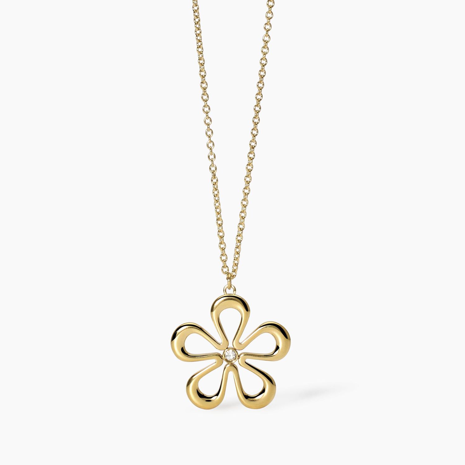 Collana in acciaio dorato con fiore Kidult Style