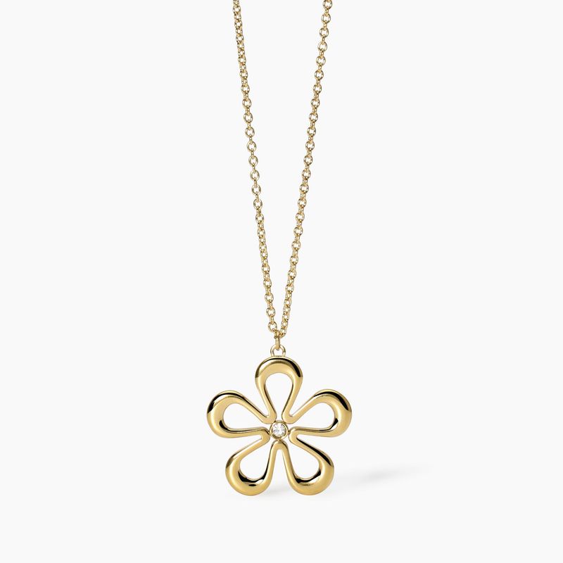 Collana in acciaio dorato con fiore Kidult Style