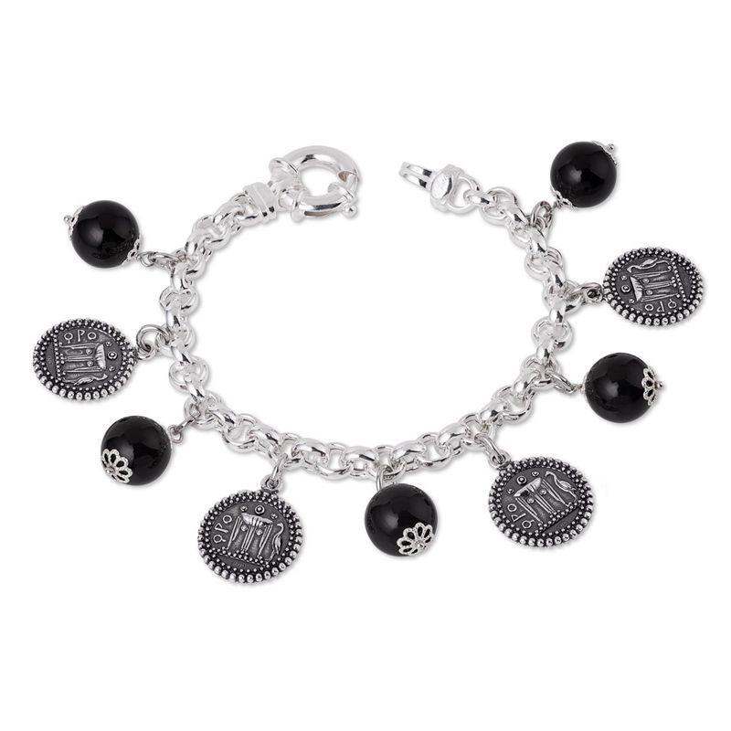Bracciale in argento con agate e Maschere Bracciale in argento con agate e Maschere