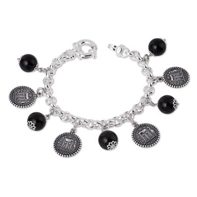 Bracciale in argento con agate e Maschere Bracciale in argento con agate e Maschere