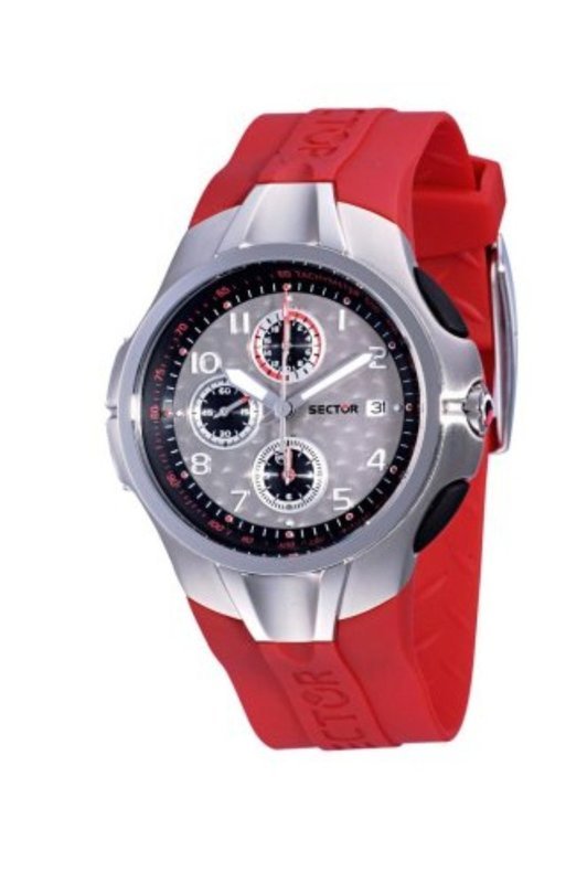 Orologio da uomo Sector serie 210 cronografo analogico cinturino in caucciù rosso Orologio da uomo Sector serie 210 cronografo analogico cinturino in caucciù rosso