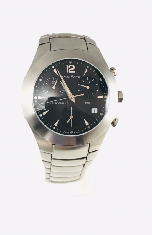 Orologio uomo crono in acciaio con quadrante nero Orologio uomo crono in acciaio con quadrante nero