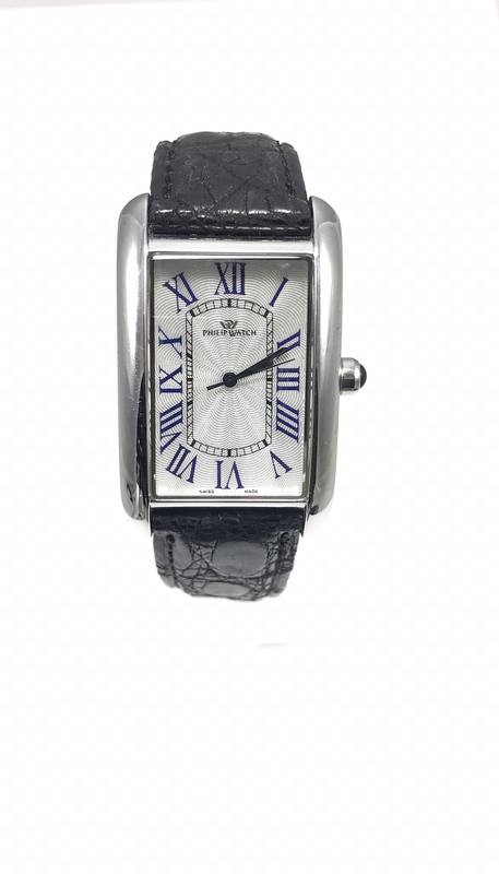 Philip Watch unisex rettangolare con numeri romani e cinturino deployant Philip Watch unisex rettangolare con numeri romani e cinturino deployant