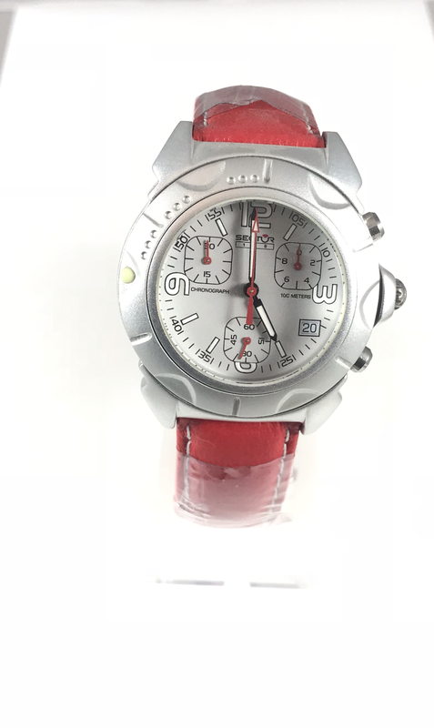 Orologio crono donna con cinturino in pelle smaltato rosso Orologio crono donna con cinturino in pelle smaltato rosso