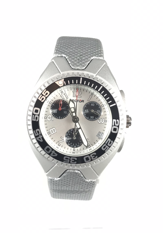 Orologio unisex crono grigio in alluminio e cint. In gomma Orologio unisex crono grigio in alluminio e cint. In gomma