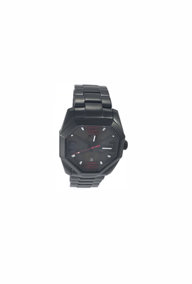 Orologio uomo in acciaio nero esagonale con datario