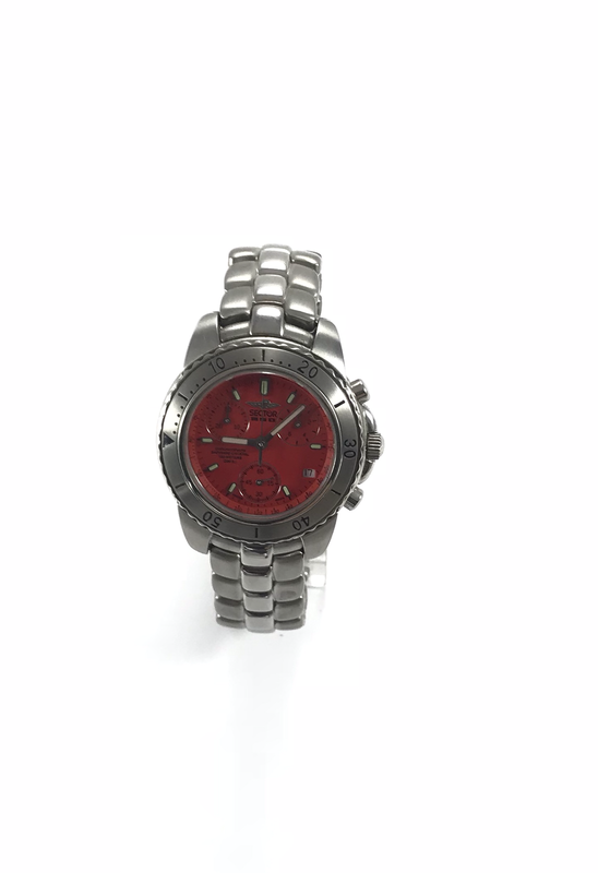 OROLOGIO DONNA CRONO CON DATARIO E QUADRANTE ROSSO OROLOGIO DONNA CRONO CON DATARIO E QUADRANTE ROSSO