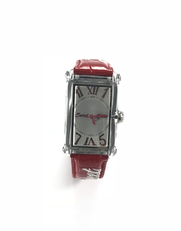 OROLOGIO RETTANGOLARE SOLO TEMPO PELLE ROSSA OROLOGIO RETTANGOLARE SOLO TEMPO PELLE ROSSA