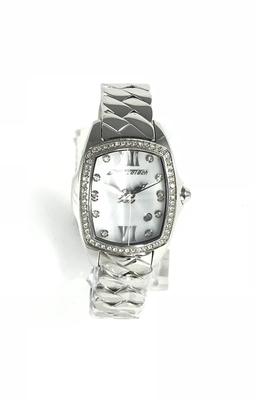 OROLOGIO DOLO TEMPO IN ACCIAIO CON CASSA E INDICI CON STRASS E QUADRANTE BIANCO