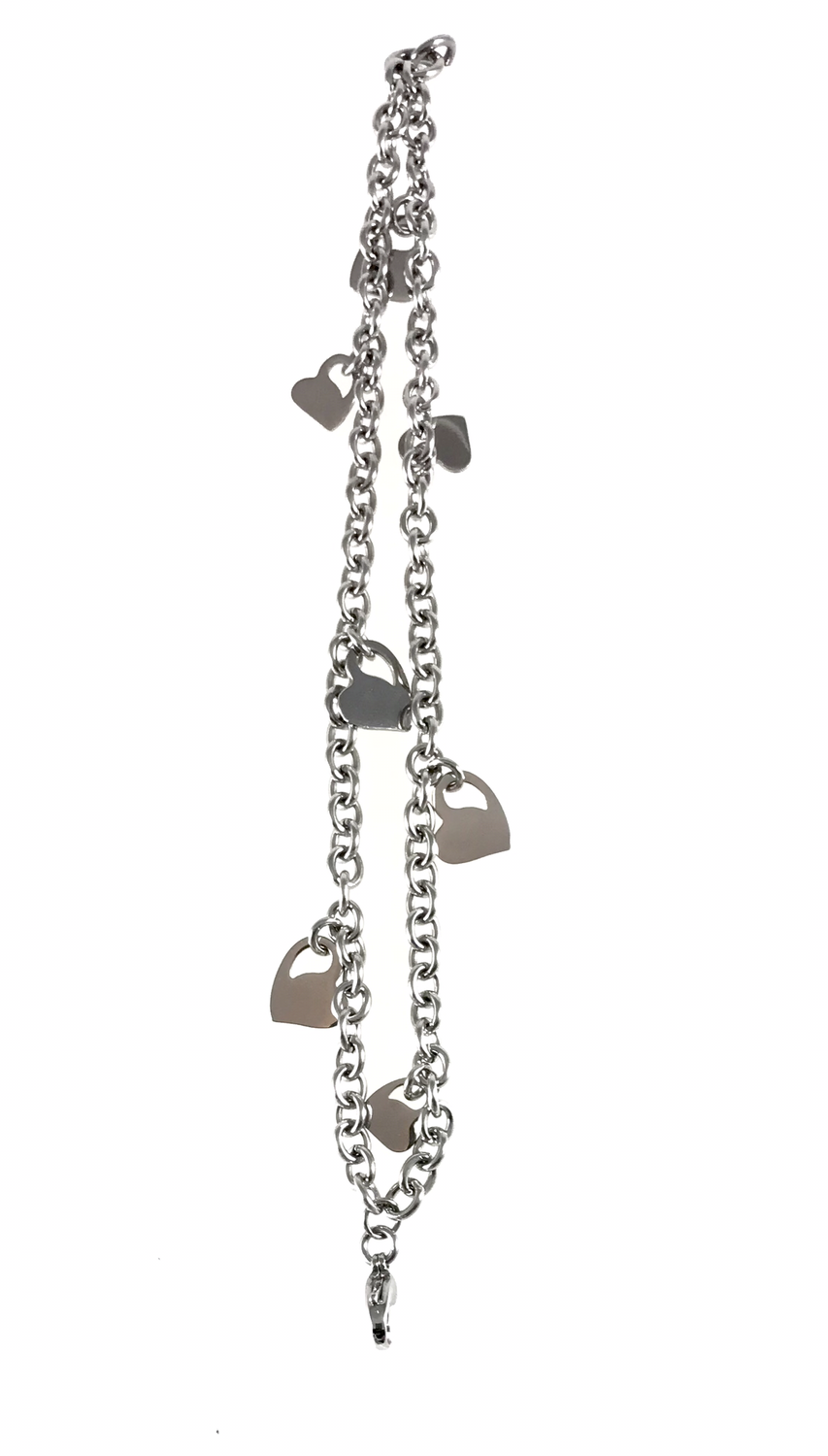 BRACCIALE DOPPIO IN ACCIAIO CON CUORI
