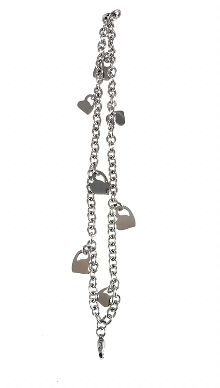 BRACCIALE DOPPIO IN ACCIAIO CON CUORI