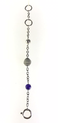 BRACCIALE CON SFERE E PIETRA SFACCETTA VIOLA