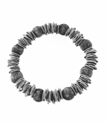 BRACCIALE ELASTICIZZATO Arg. CON SFERE GRIGE. Ref. BREL02