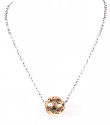 GIROCOLLO CM 45 IN ARGENTO E SFERA ROSÈ CON SCRITTA “ AMORE “. Ref.M1260