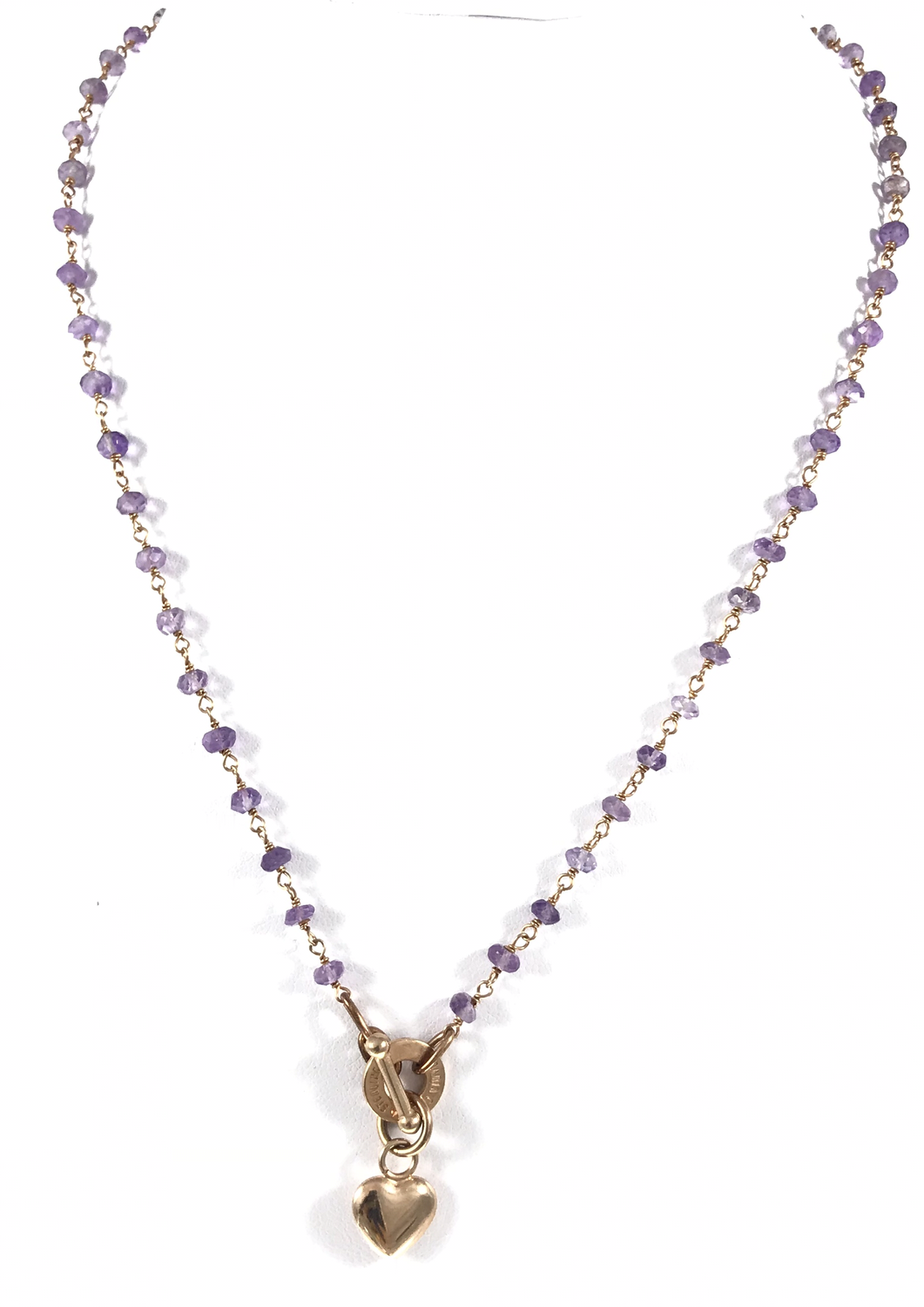 GIROCOLLO CM45 IN ARGENTO E AMETISTE CON CUORE PENDENTE