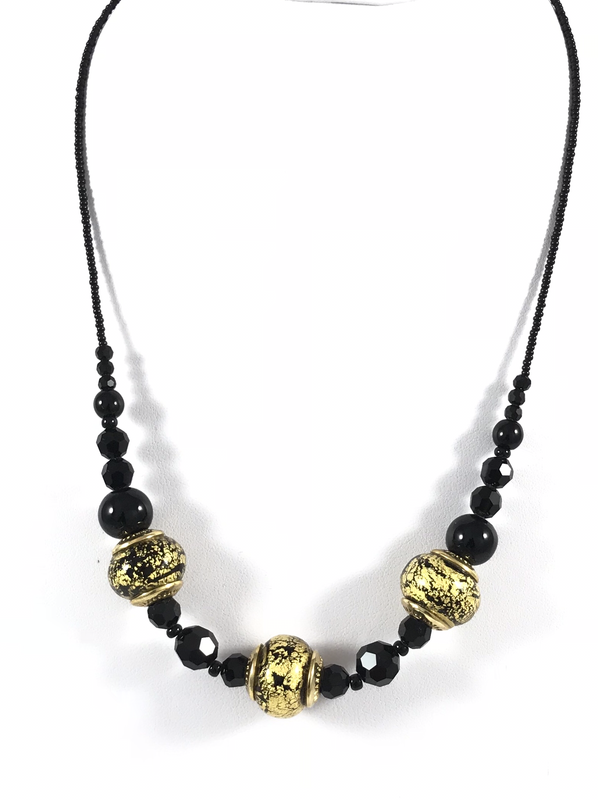 GIROCOLLO IN VETRO DI MURANO SU LACCIO NYLON NERO. Ref. 74007 GIROCOLLO IN VETRO DI MURANO SU LACCIO NYLON NERO. Ref. 74007