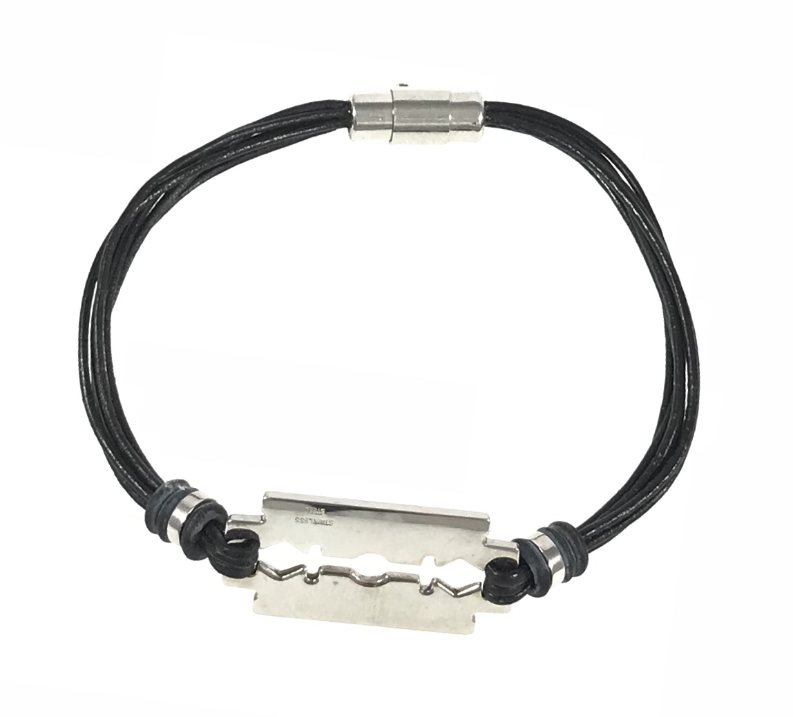 BRACCIALE “ LAMETTA “ con cuoio e chiusura calamitata