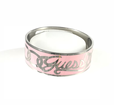 BRACCIALE RIGIDO SMALTATO ROSA CON LOGO