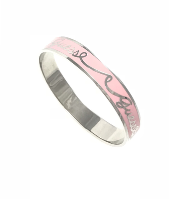 BRACCIALE RIGIDO CON SMALTO ROSA E LOGO
