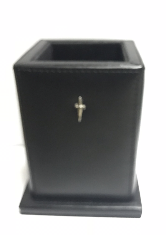 PORTA PENNE IN PELLE NERA CM 12x7x7