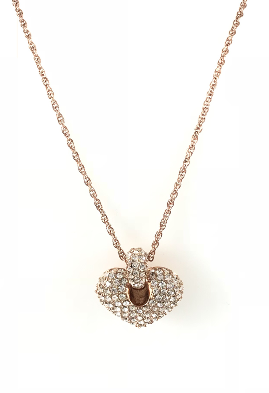 GIROCOLLO CON CUORE ROSÈ E PAVÉ DI SWAROVSKI