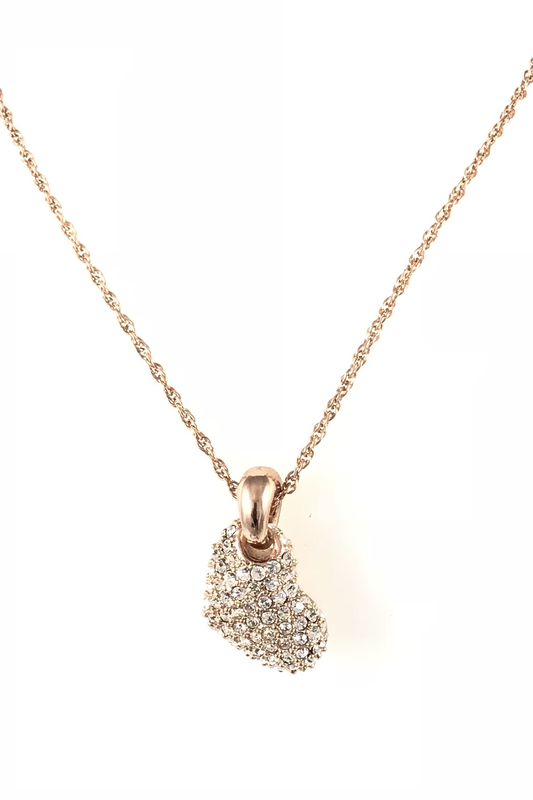 GIROCOLLO CON CUORE E PAVÈ DI SWAROVKI ROSÈ GIROCOLLO CON CUORE E PAVÈ DI SWAROVKI ROSÈ