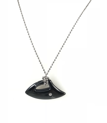 GIROCOLLO CON CIONDOLO IN ACCIAIO BRUNITO E INCASTONATO N. 1 DIAMANTE GIROCOLLO CON CIONDOLO IN ACCIAIO BRUNITO E INCASTONATO N. 1 DIAMANTE