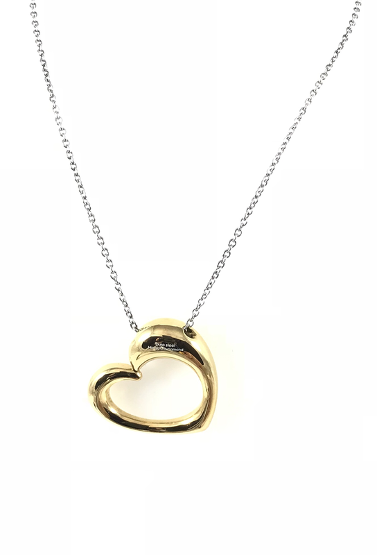 GIROCOLLO CON CUORE IN ACCIAIO DORATO E INCASTONATO UN DIAMANTE NATURALE