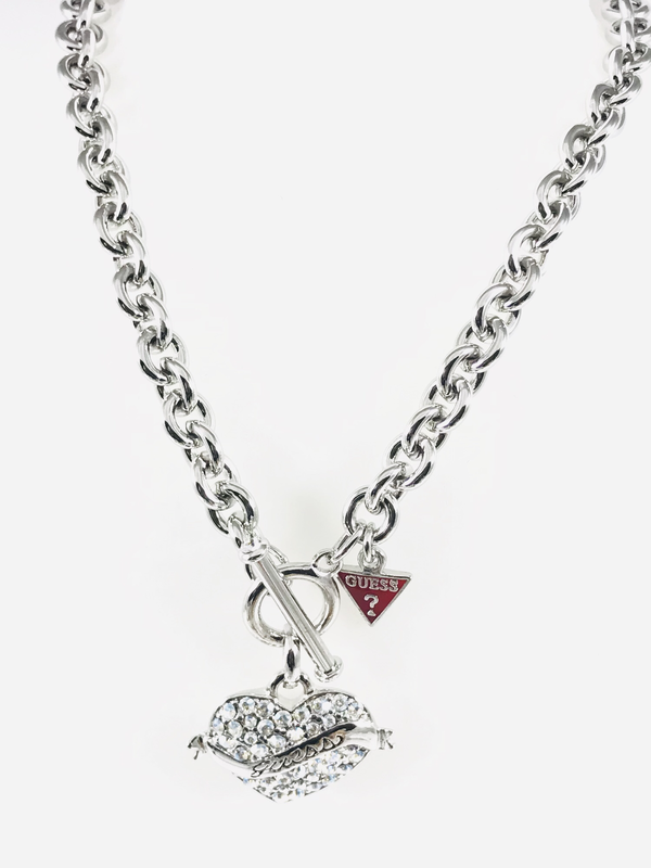 GIROCOLLO CON CUORE PENDENTE SFACCETTATO E CRISTALLO ROSA SFACCETTATO