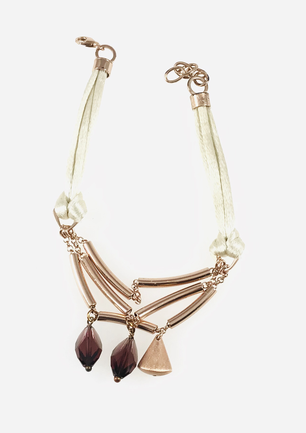 BRACCIALE ROSÈ CON LACCI IN SETA E PIETRE SFACCETTATE