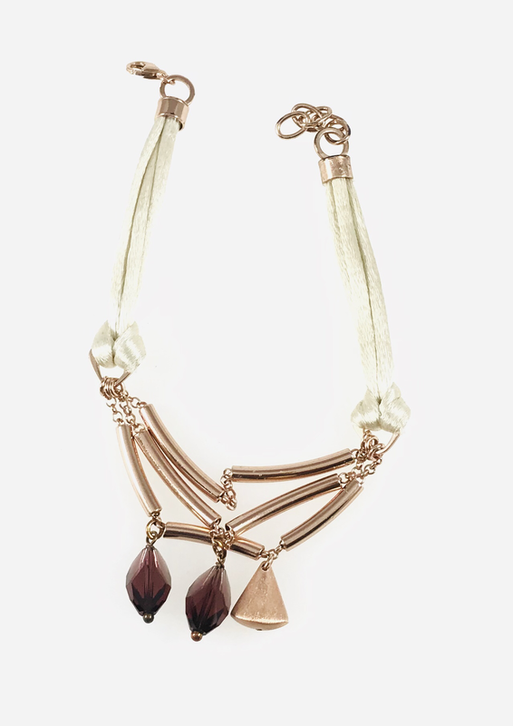BRACCIALE ROSÈ CON LACCI IN SETA E PIETRE SFACCETTATE