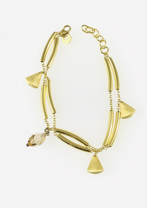 BRACCIALE BRONZO GIALLO DOPPIO FILO CON PENDENTI