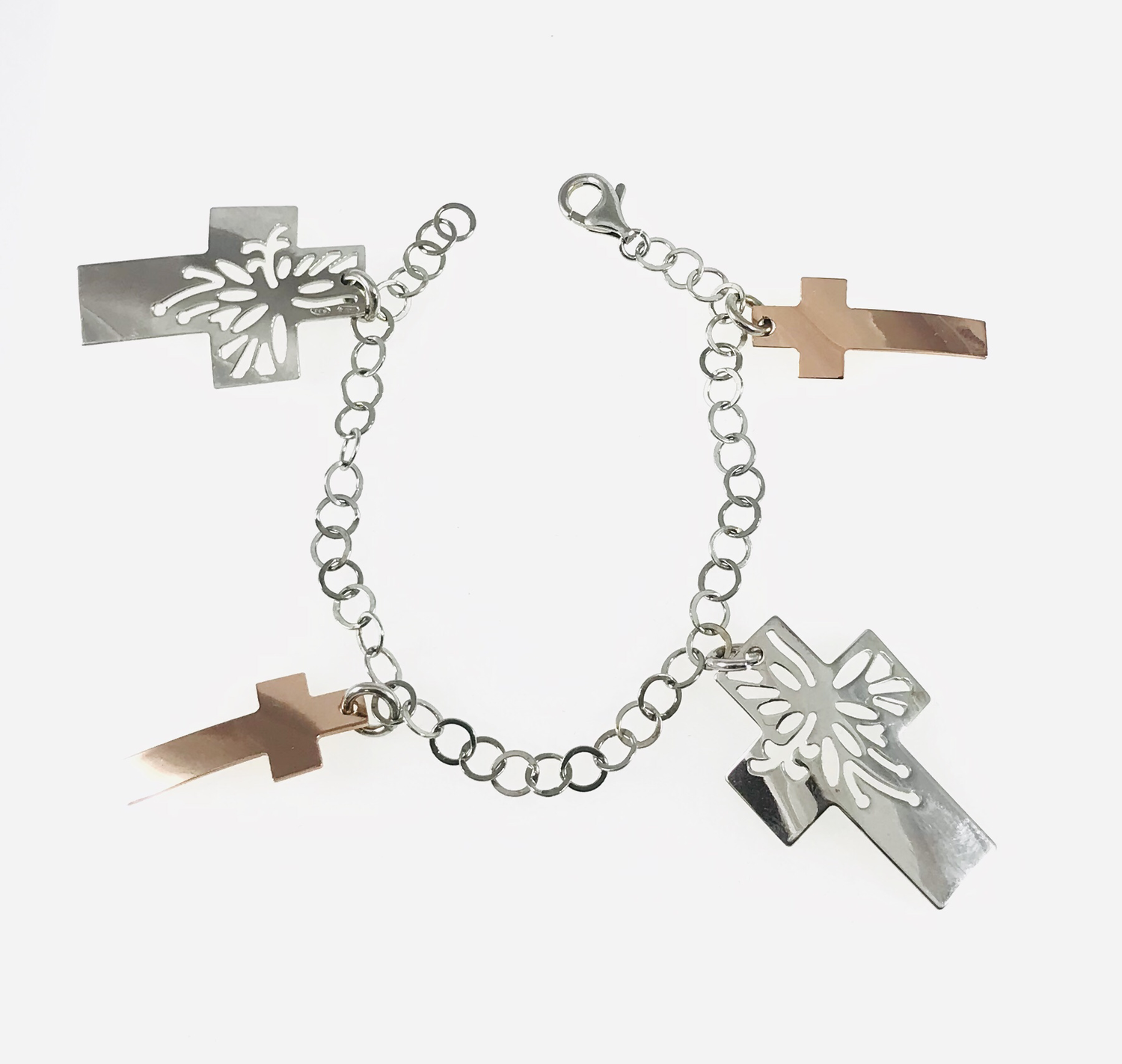 BRACCIALE CON CROCI ARG. 925 ROSÈ