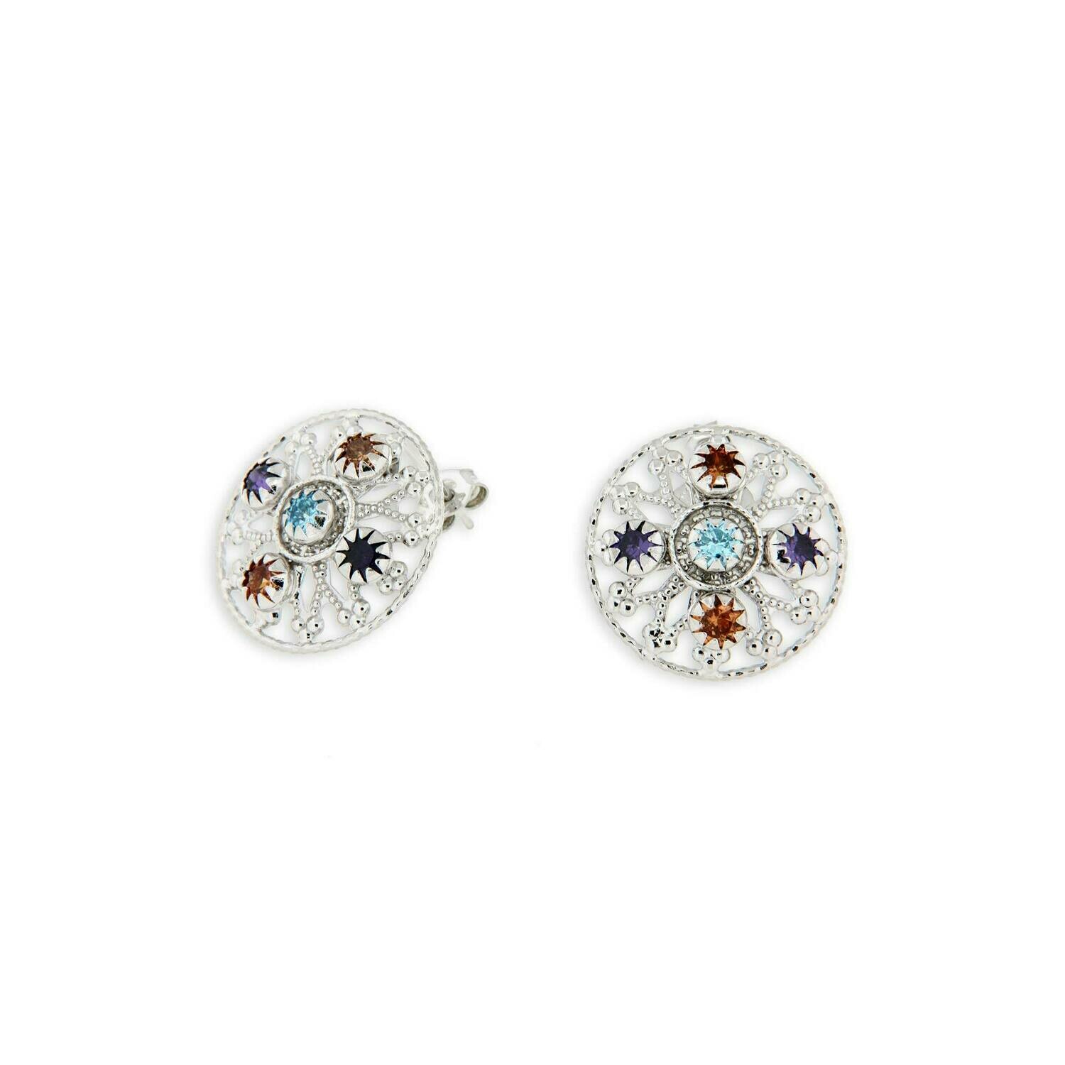 Orecchini – Linea i Rosoni in Argento pietre sfaccettate Orecchini – Linea i Rosoni in Argento pietre sfaccettate