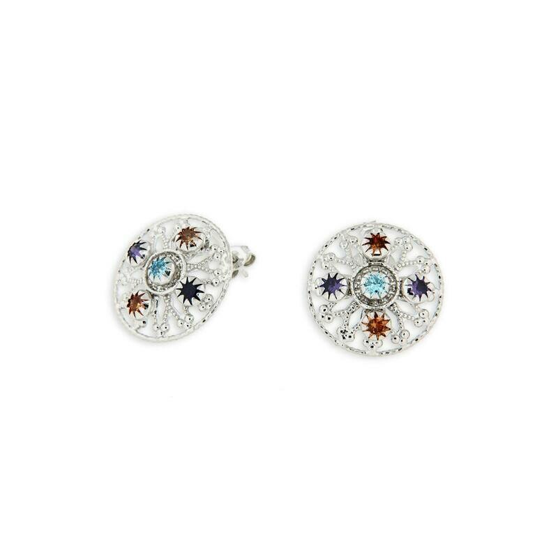 Orecchini – Linea i Rosoni in Argento pietre sfaccettate Orecchini – Linea i Rosoni in Argento pietre sfaccettate
